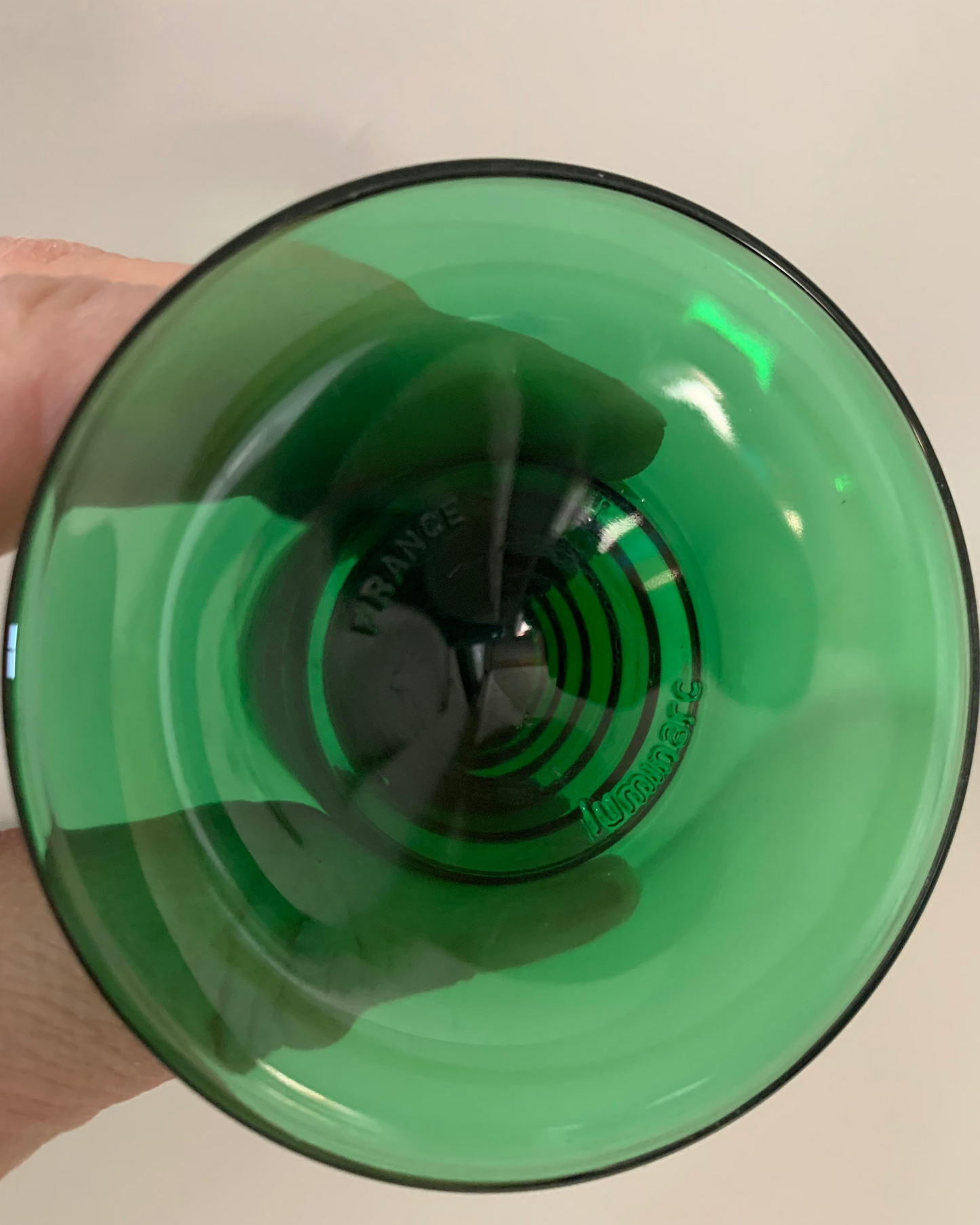 Set of 6 Vintage Luminarc Green Stem Glasses