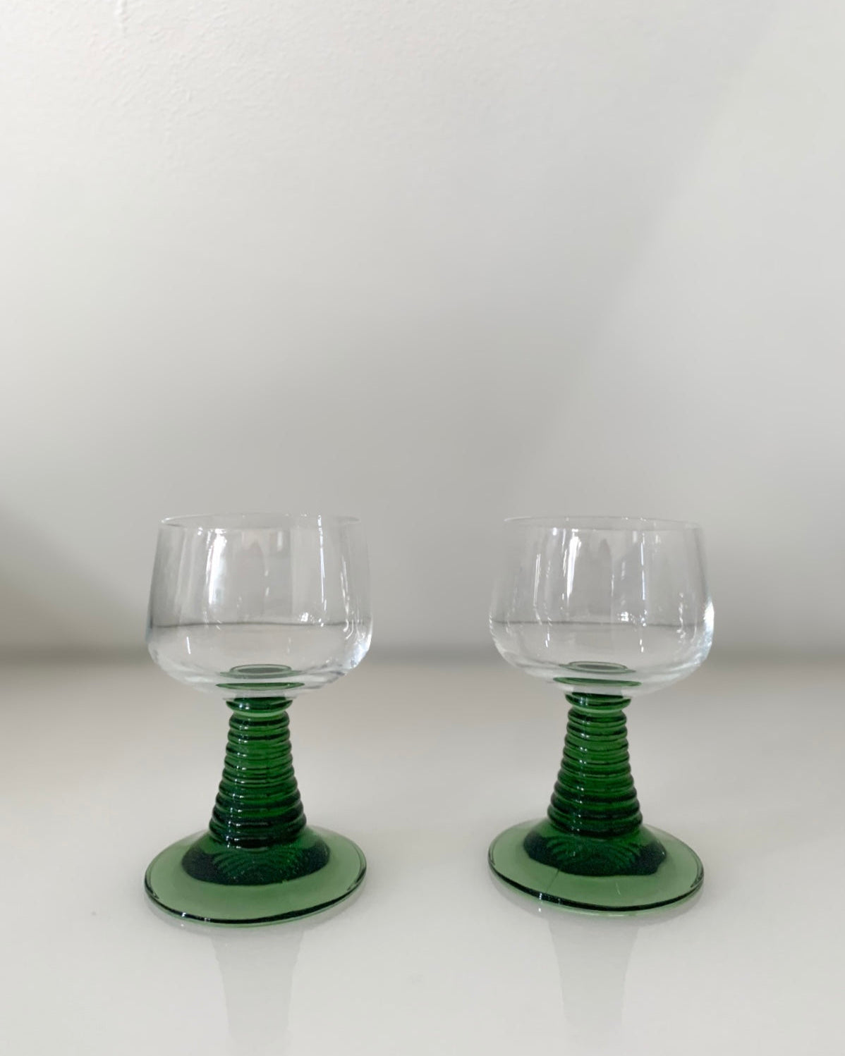 Pair of Scott Zwiesel "Rumer" Crystal Wine Glasses - Forest Green Stem