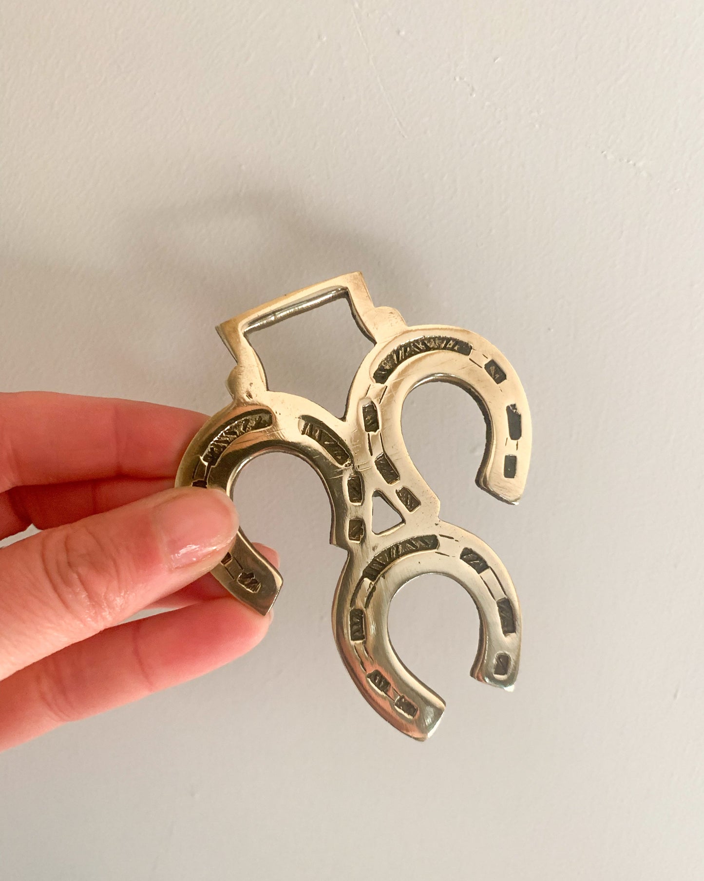 Vintage brass triple Horseshoe - Traditional Luck Symbol