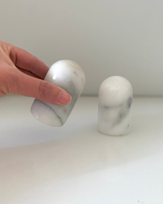 Marble Salt & Pepper Shakers - Minimalist Dome Design
