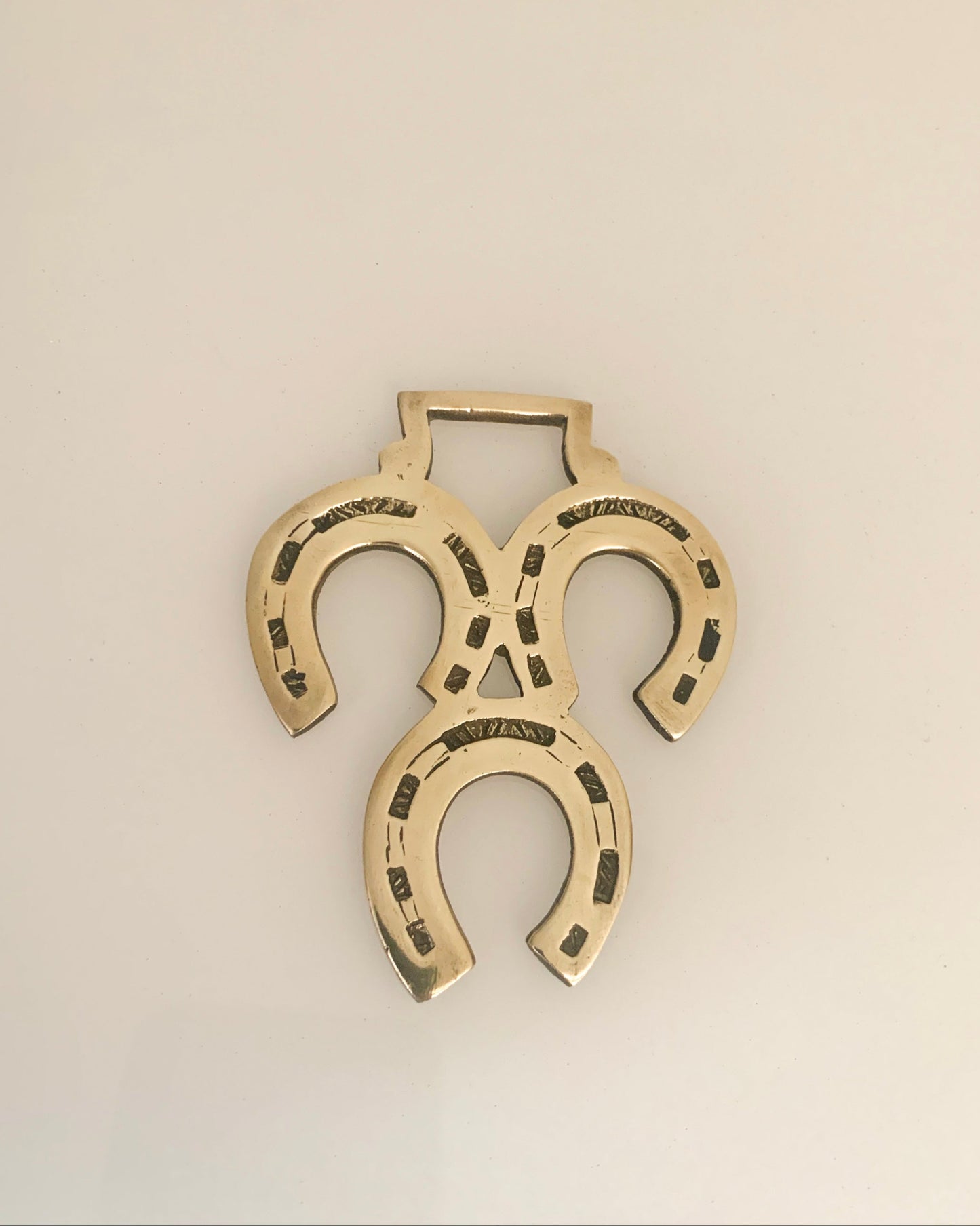 Vintage brass triple Horseshoe - Traditional Luck Symbol